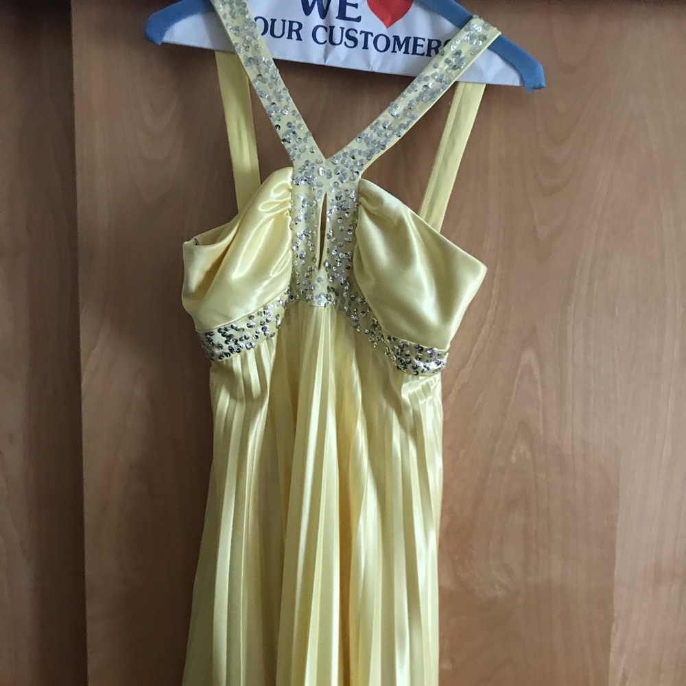Yellow sequin and beaded mini dress